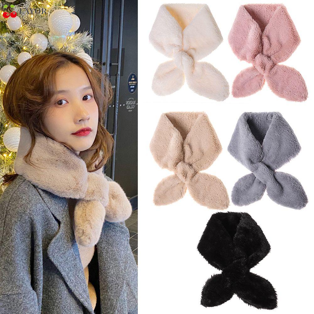 Khăn Choàng Cổ Bằng Lông Thỏ Nhân Tạo Dày Dặn Ấm Áp Nhiều Màu Sắc