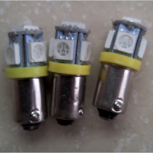 Bóng đèn led chiếu sáng 5 hướng đuôi gài BA9S 12/24VDC/AC các màu