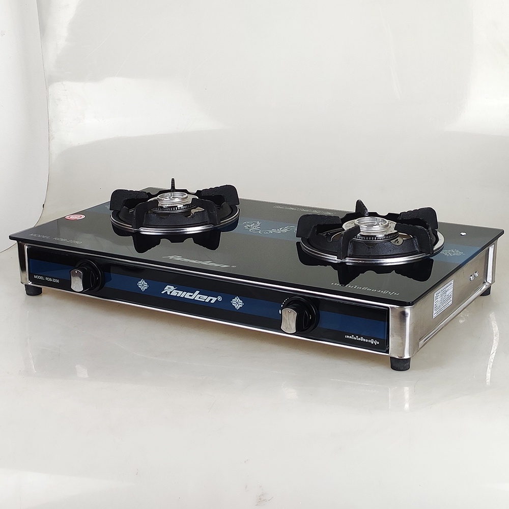 [Chính hãng] Bếp gas đôi Raiden RDB-2250A với mặt kính cường lực 7 ly, đầu đốt và điếu inox 304