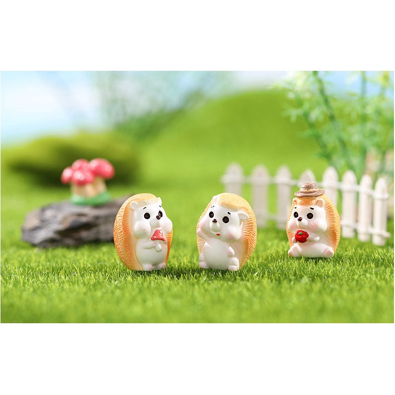 Decor bàn học nhím con vui vẻ trang trí terrarium, chậu cây