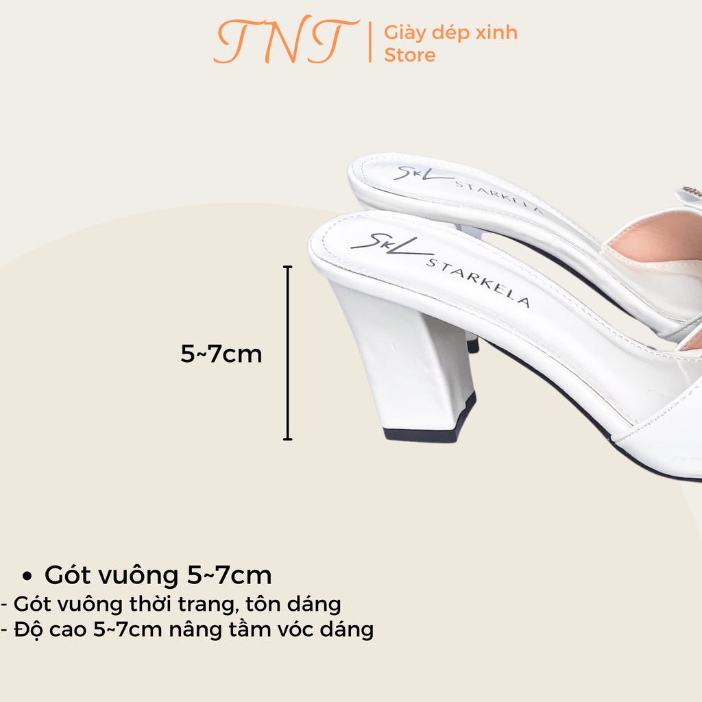 Dép Lê Cao Gót 7 Phân Mũi Vuông Cho Nữ TNT STORE Dép Cao Gót Quai Nơ Mũi Vuông Siêu Xinh TNT05