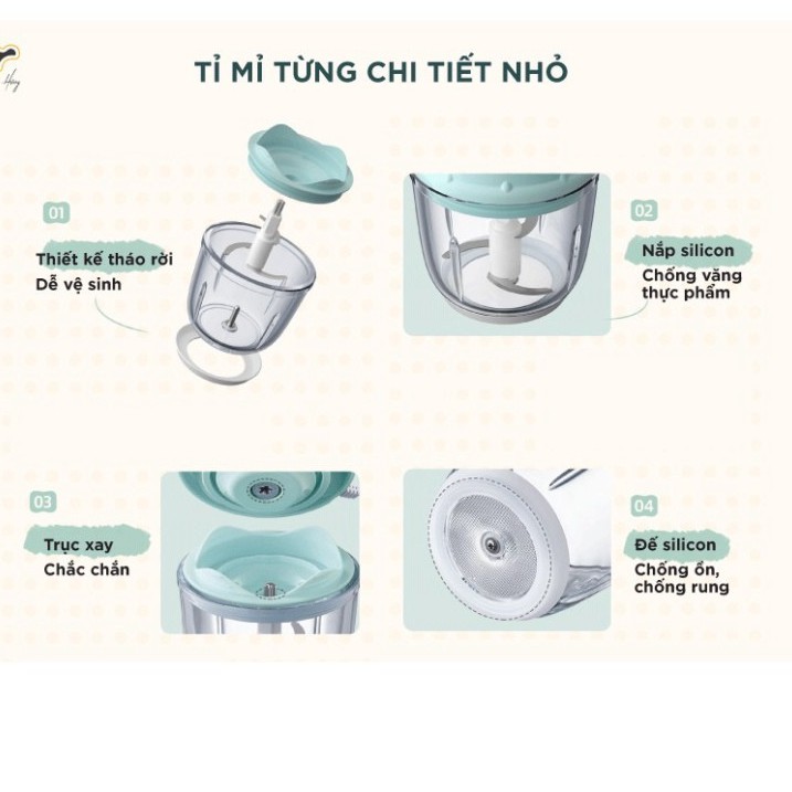 Máy xay ăn dặm màu xanh Bear GR-B06V1 chính hãng