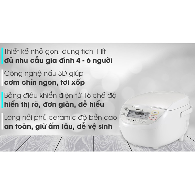 Nồi cơm điện tử Panasonic 1 lít SR-CL108WRA