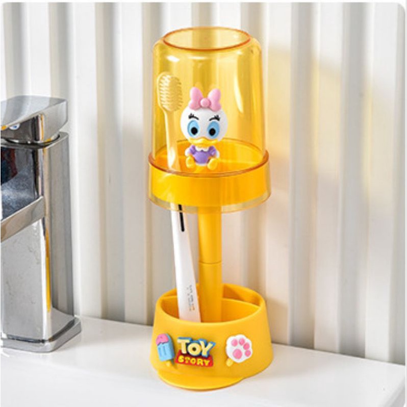 Giá đựng bàn chải hoạt hình kèm sitcker 3D - Dụng cụ để bàn chải có ly úp ngược siêu dễ thương
