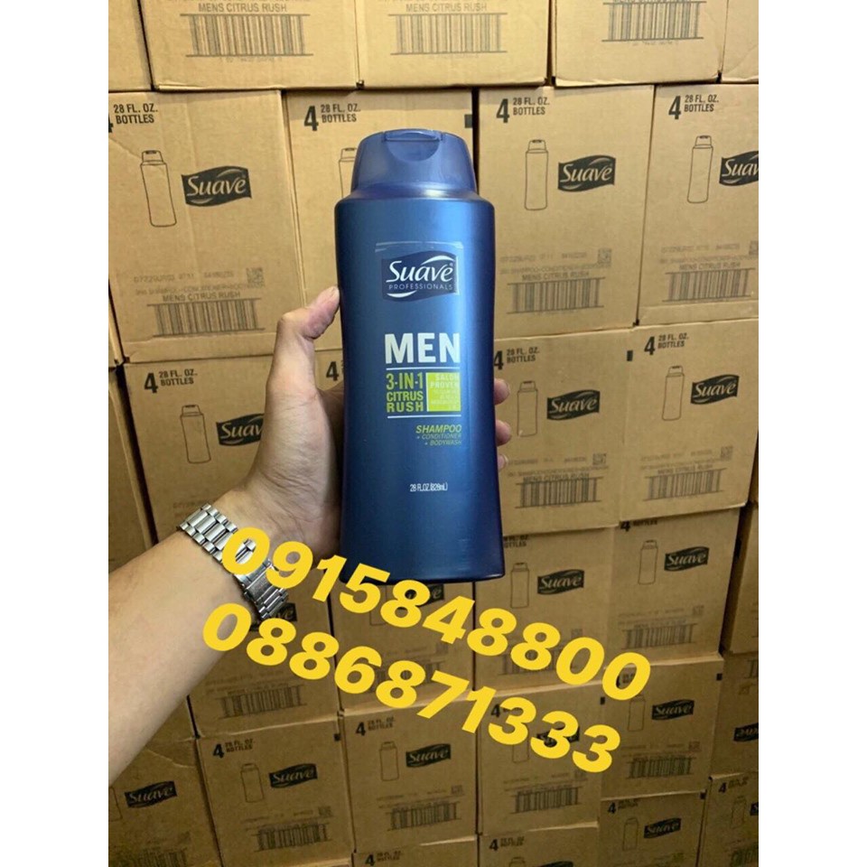 Tắm Gội Suave Professionals Men 3 in 1 Của USA