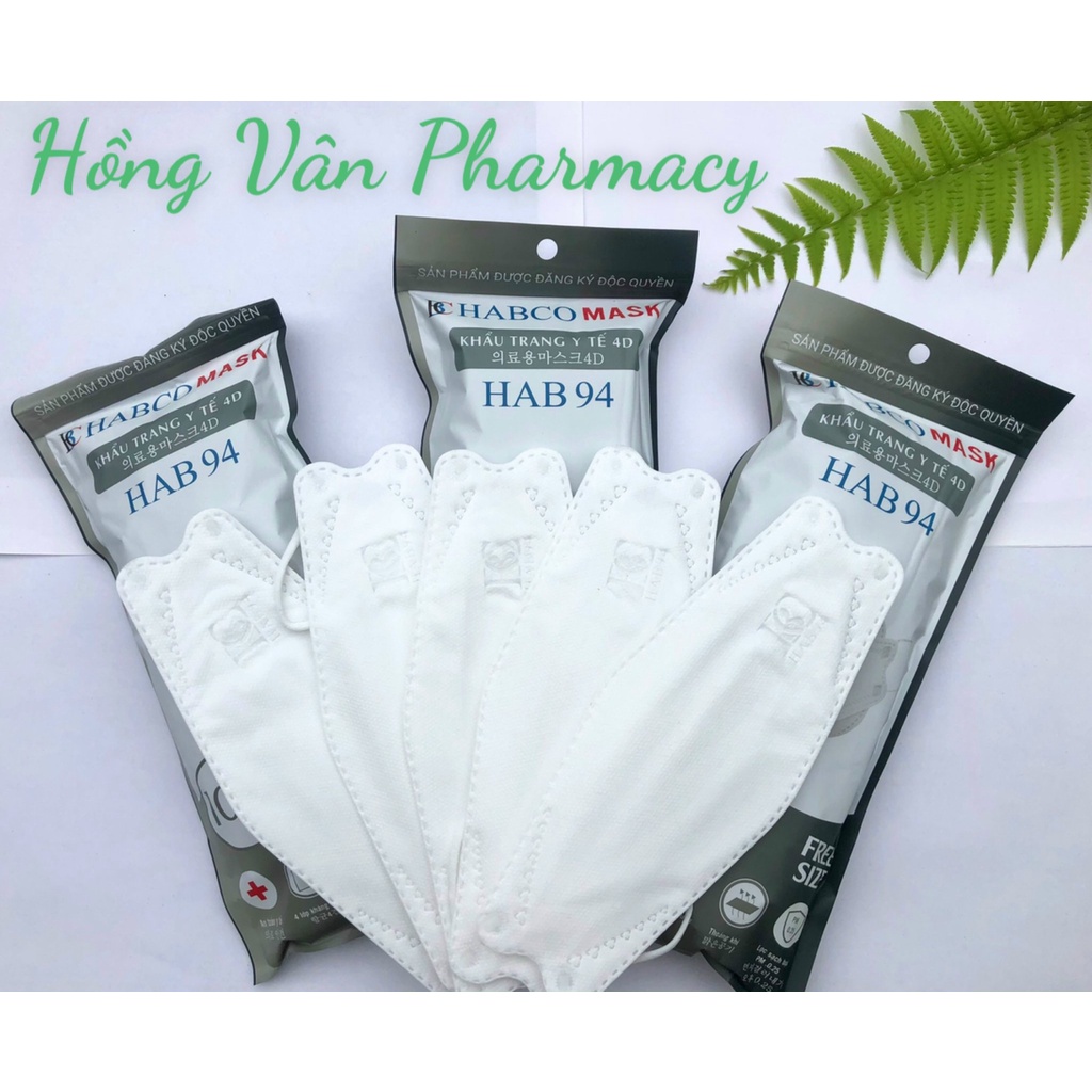 Set 50 chiếc khẩu trang 4 lớp KF94 HABCO Mask kháng khuẩn, lọc bụi mịn cao cấp. 50KT NL