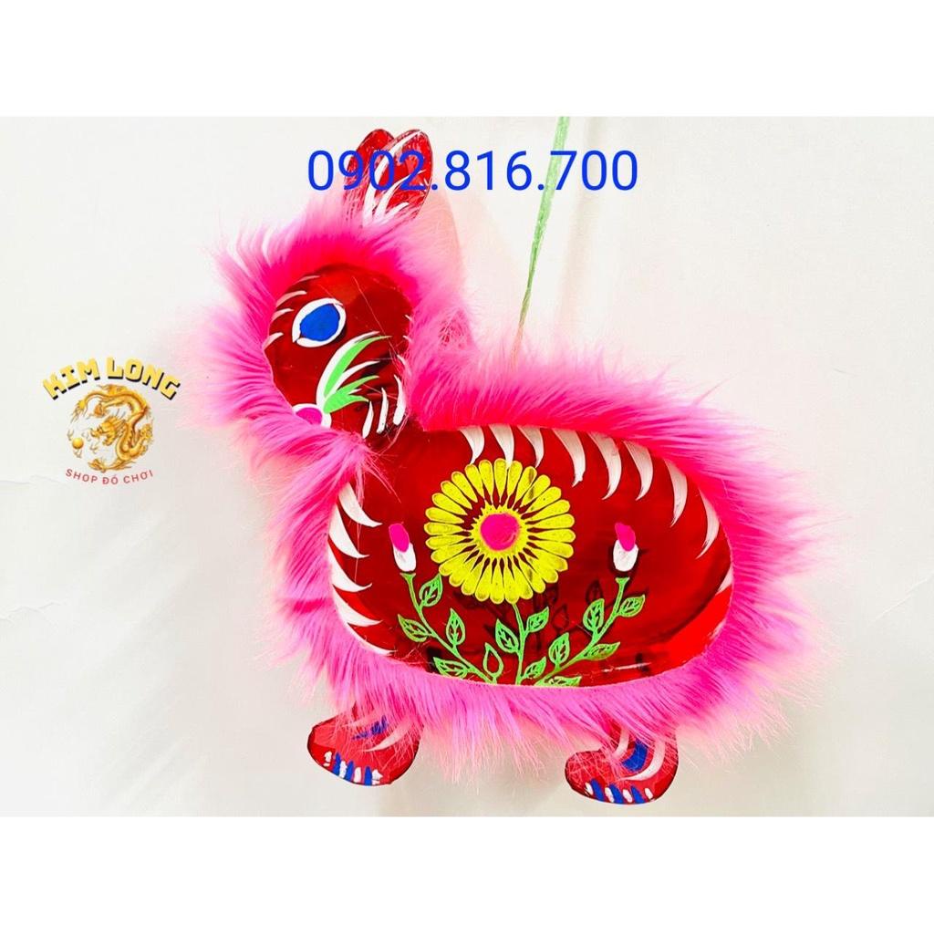 Đồ chơi lồng đèn trung thu truyền thống-Lồng đèn kiếng lông đủ màu hình GÀ CÁ THỎ BƯỚM KT 40cm