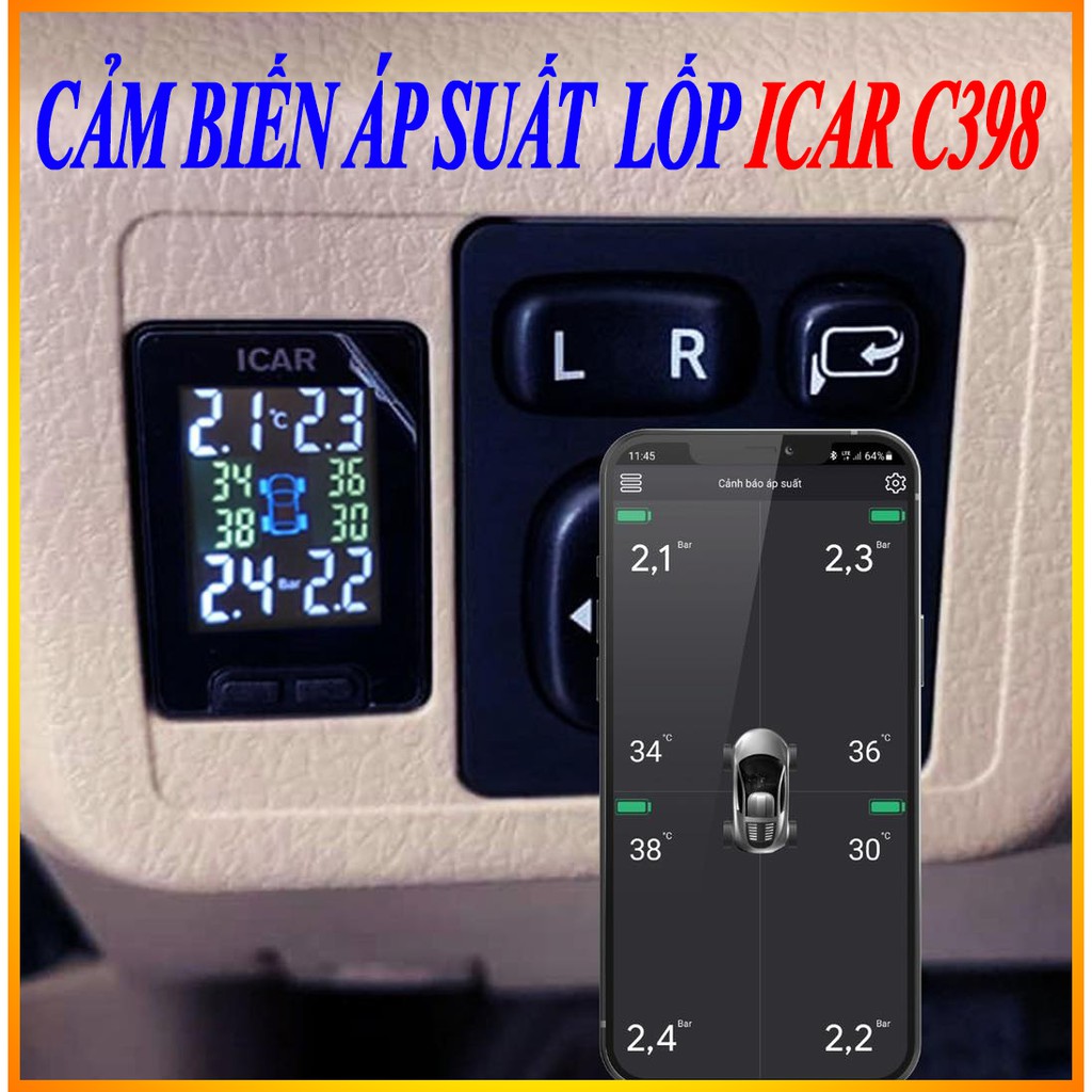 CẢM BIẾN ÁP SUẤT LỐP LỖ CHỜ dành cho xe Toyota/ Mitsubitshi đã được hiển thị và cài đặt trên ĐIỆN THOẠI - C398