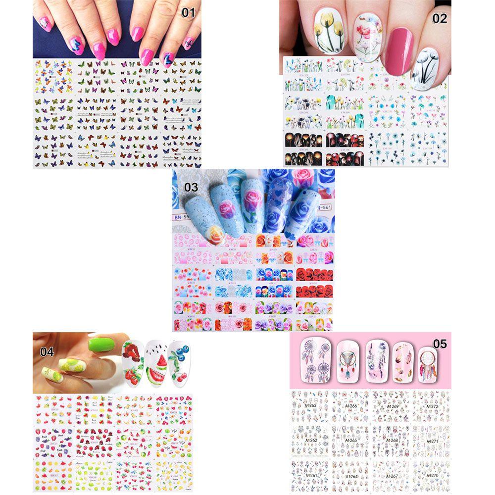 ღOKDEALSღ 12pcs Nail Art Decoration Nail Stickers Tattoo Foils Romantic Butterfly Flower New 3D DIY Full Cove Nail Wraps Transfer Water Decals