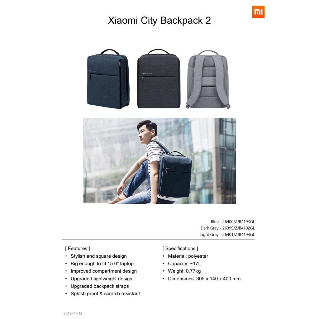 Balo Xiaomi Mi City Backpack 2 - Hàng Chính Hãng