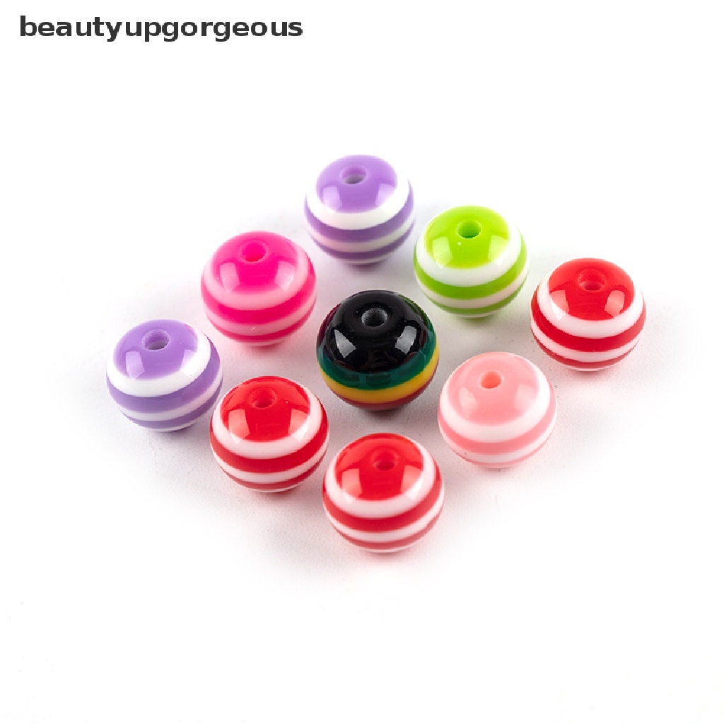 [Beautyupgorgeous] Set 50 Hạt Nhựa Tròn Màu Cầu Vồng Làm Trang Sức Thủ Công