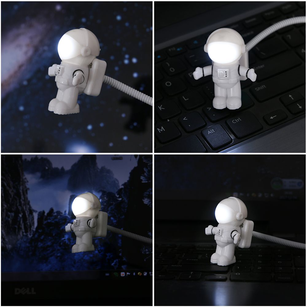 Đèn LED đọc sách mini hình phi hành gia có thể điều chỉnh kèm sạc USB tiện dụng