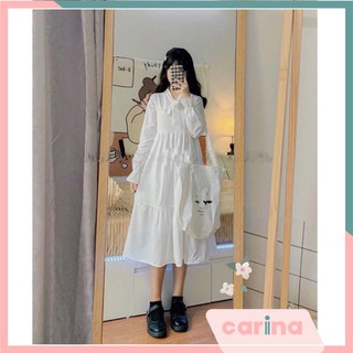 🔥HOTTREND🔥Váy Babydoll Trắng Nơ Ngực 🦋 Đầm Nữ Tay Bồng Dáng Suông 🦋 | BigBuy360 - bigbuy360.vn