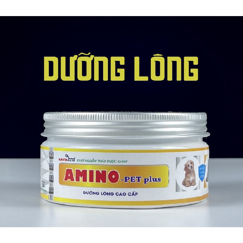 Dưỡng lông chó mèo AMINO-PET Plus 150G AMITAVET giúp chăm sóc thú cưng bóng mượt kích thích mọc lông từ bên trong