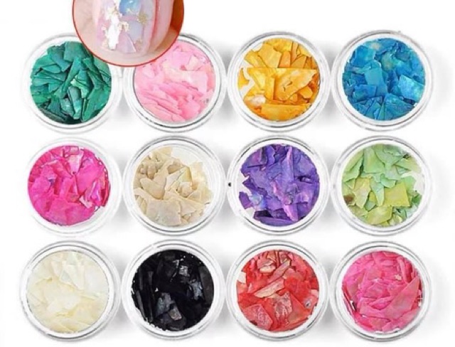 Set xà cừ 12 màu miếng mỏng