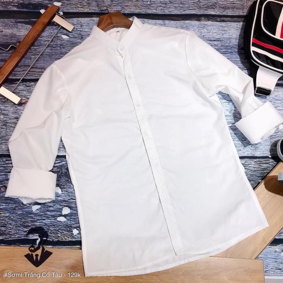 Áo sơ mi nam dài tay CỔ TÀU vải lụa co giãn chống nhăn cao cấp | BigBuy360 - bigbuy360.vn