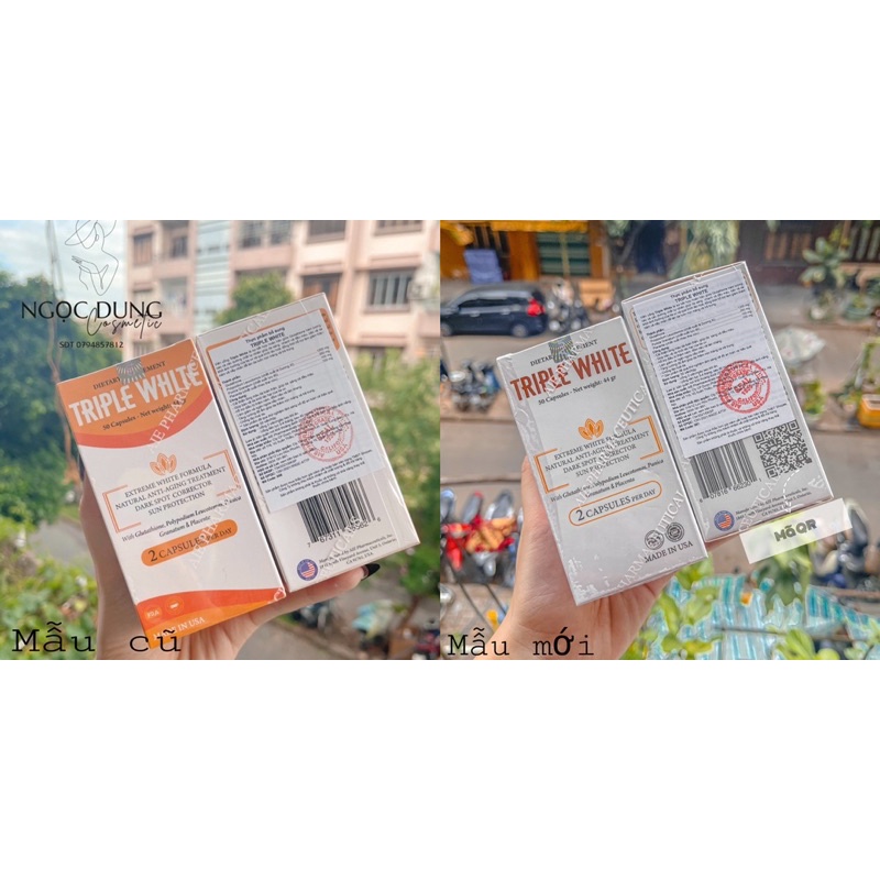 [MẪI MỚI 2022] Tripple White chống nắng, trắng da Glutathione 1200mg (Hàng công ty)