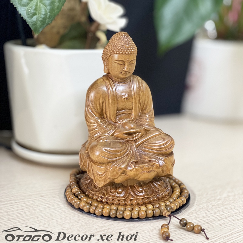 Tượng phật A di đà để ô tô gỗ bach xanh thơm , Tượng phật adida gỗ và mộc liên hoa để xe hơi ,Tượng phật tổ gỗ nhỏ