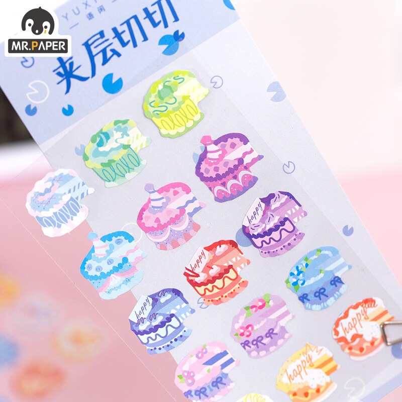 Sticker dán trang trí thiết kế hình bánh sinh nhật 6 kiểu xinh xắn đáng yêu