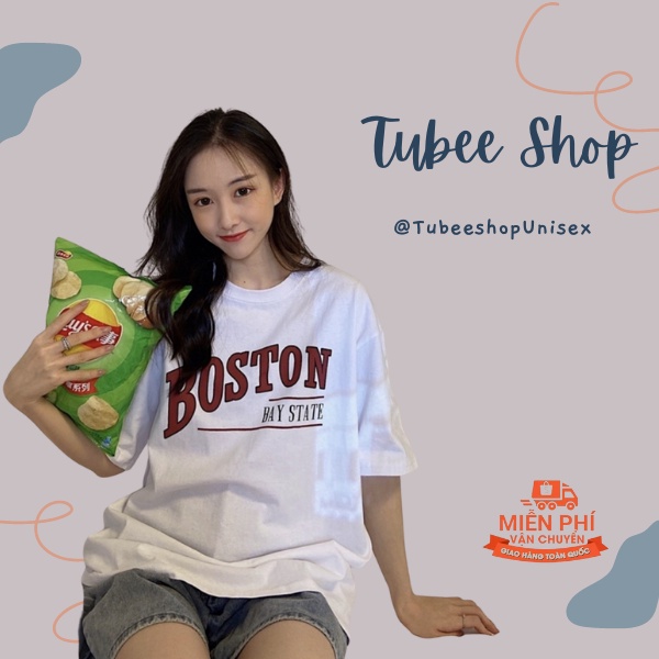 Áo thun Unisex in chữ Boston thời trang nam nữ