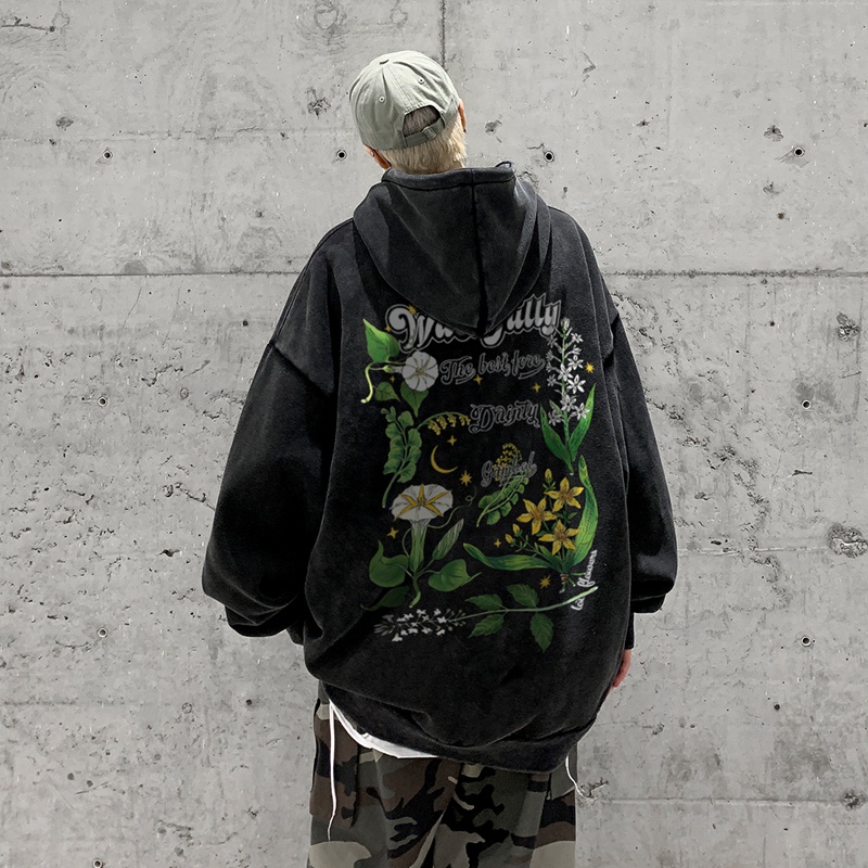 Áo hoodie Ifnicefuture tay dài dáng rộng in họa tiết phong cách đường phố Âu Mỹ thời trang thường ngày cho nam