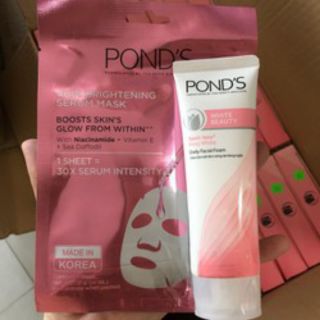 Sữa rửa mặt Pond's trắng hồng rạng rỡ (tặng kèm mặt nạ tinh chất)