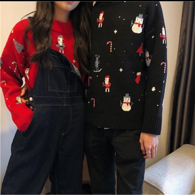 Áo len đôi 2 màu đỏ - đen