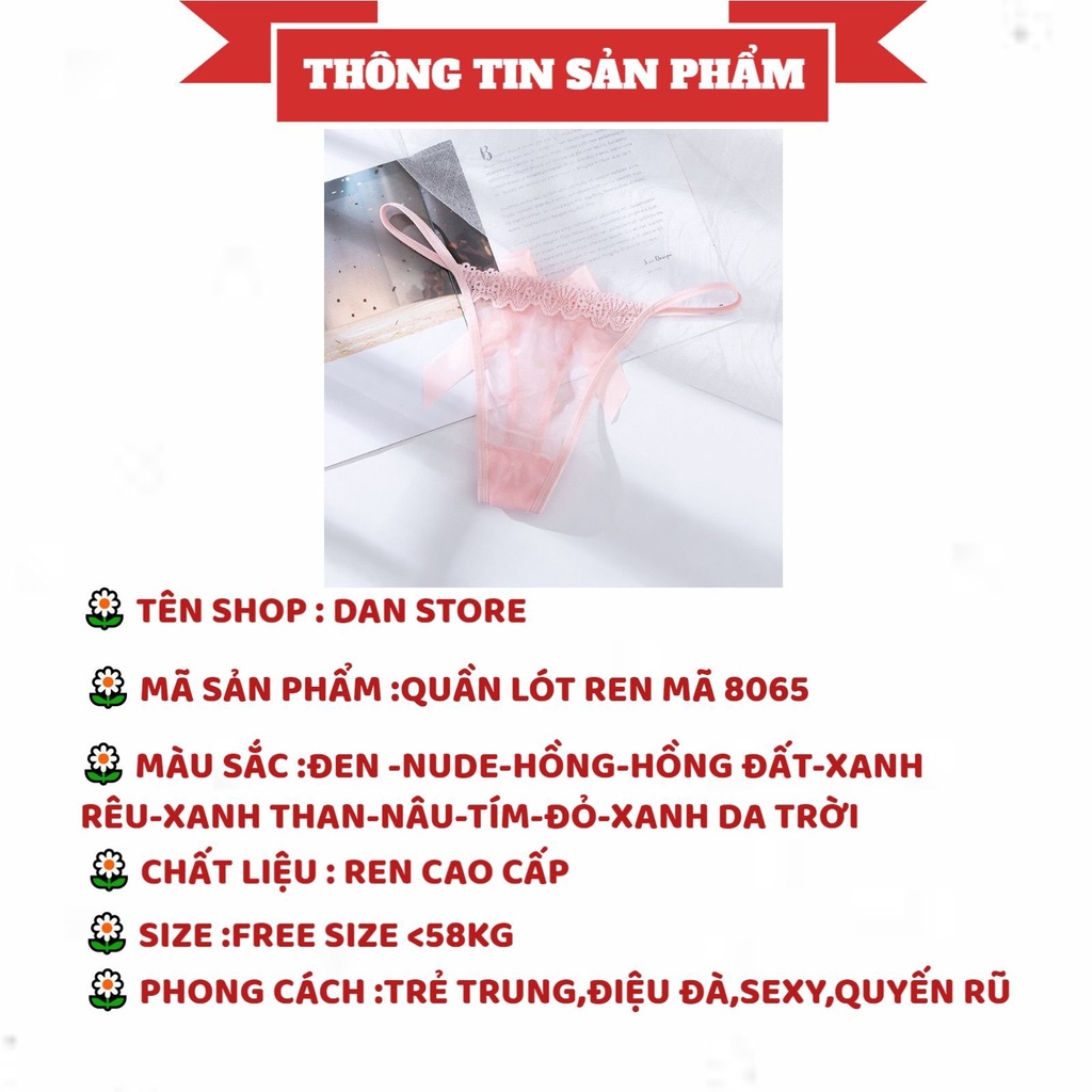 Quần Lót Nữ - Quần Lót Nữ Ren lọt khe dây hai mảnh đính nơ to điệu đà sexy quyến rũ DAN STORE MÃ 8065