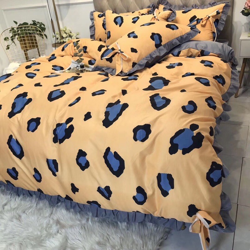 Bộ Chăn Ga Gối Cotton Silk Viền Bèo Cao Cấp - loại 1