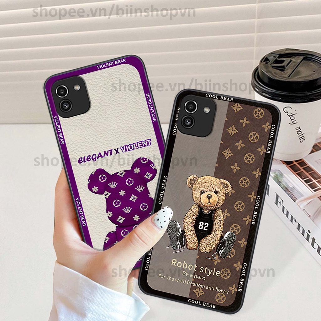 Ốp Samsung A03 hình gấu bear brick đẹp độc lạ, thời trang, cá tính