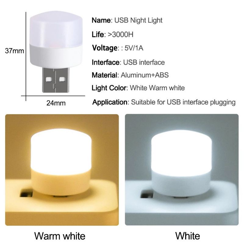 Đèn Ngủ LED USB Mini Bảo Vệ Mắt, Đèn Ngủ Led Tiết Kiệm Điện