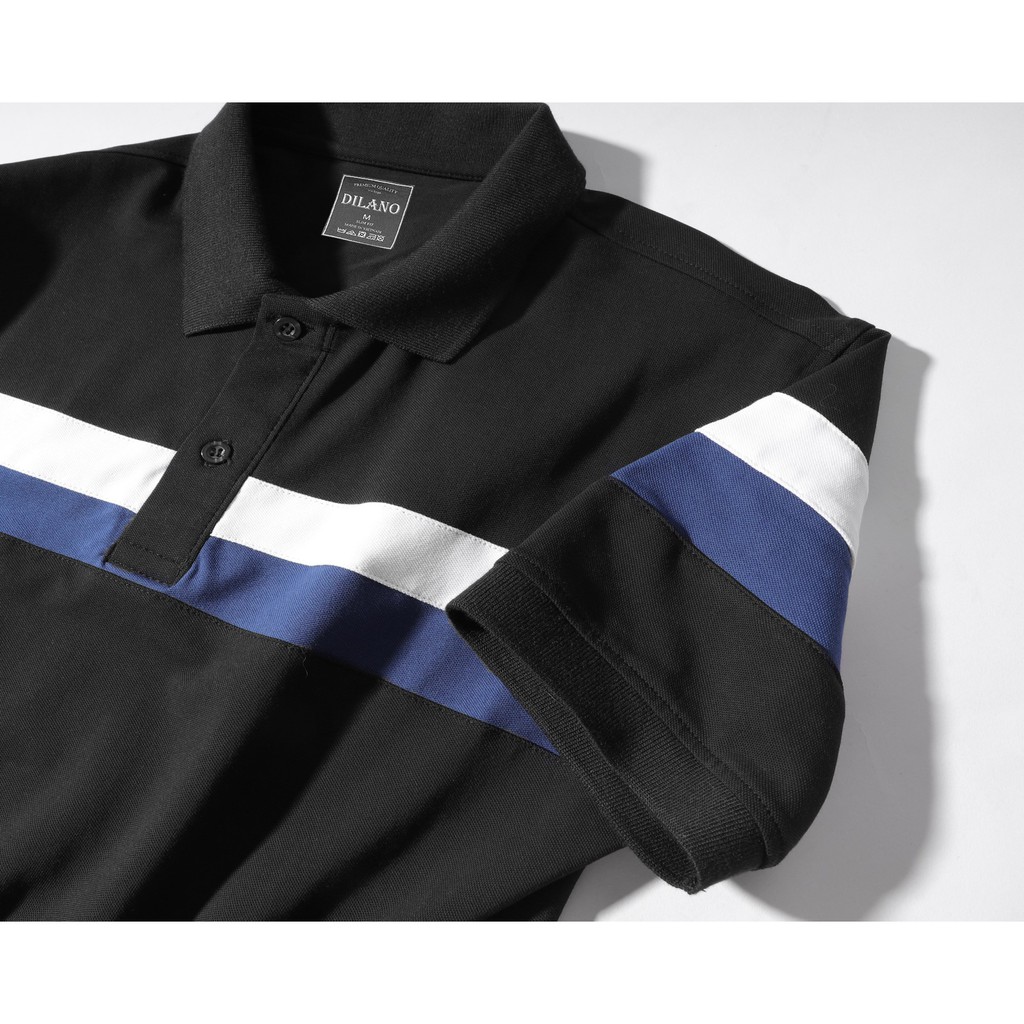 Áo polo nam tay ngắn cổ bẻ,  phối sọc ngang cao cấp DILANO APD04 | BigBuy360 - bigbuy360.vn