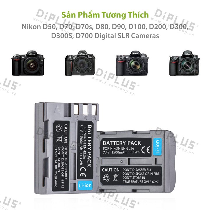 Sạc pin máy ảnh Nikon EN-EL3E dành cho máy ảnh Nikon D700 D300s D300 D200 D100 D90 D80 D70s D70 D50 Nikon ENEL3e