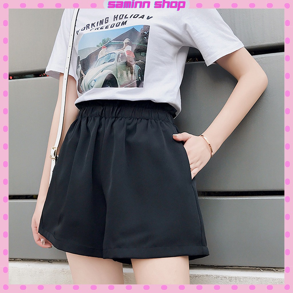Quần đùi nữ ống rộng mặc nhà lưng cao thể thao, quần đùi vải nữ cạp cao ống rộng đồ mặc nhà rẻ SS52 | BigBuy360 - bigbuy360.vn