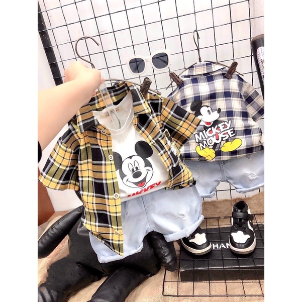 [SET BÉ TRAI] Bộ kẻ BBR 3 màu cùng quần jean cực chất cho bé trai
