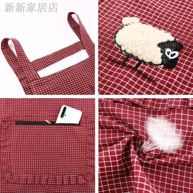 Tạp Dề Nấu Ăn Vải Cotton In Hình Cừu Dễ Thương Kiểu Nhật Bản Cho Nữ