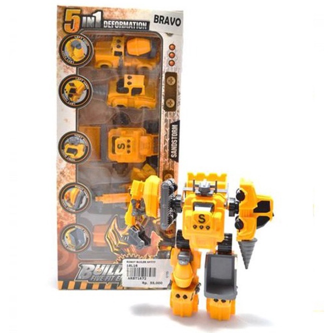 5 Xe Mô Hình Xe Công Trình Biến Hình Robot Đồ Chơi Cho Bé Trai