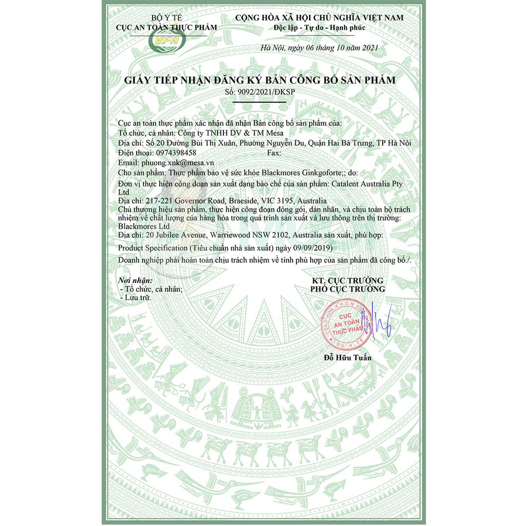 Blackmores Ginkgoforte - Viên uống bổ não - Lọ 40 viên