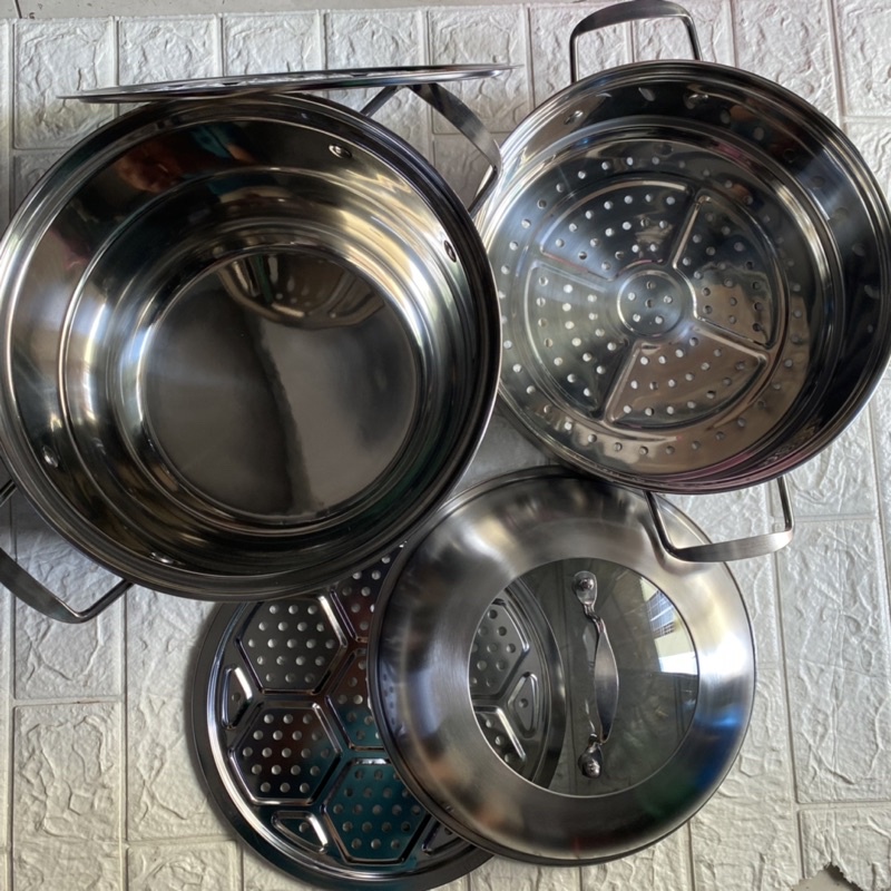 Nồi hấp đa năng 2 tầng, Kèm 2 vỉ hấp size 28/30/32cm