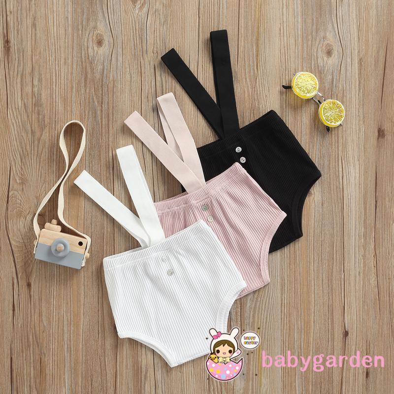 Quần yếm ngắn lưng co giãn 3 màu lựa chọn cho bé trai/ bé gái 0-18 tháng tuổi