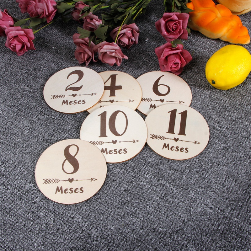 Set 6 Tấm Thẻ Ghi Chú Đánh Dấu Cột Mốc Phát Triển Theo Tháng Cho Bé
