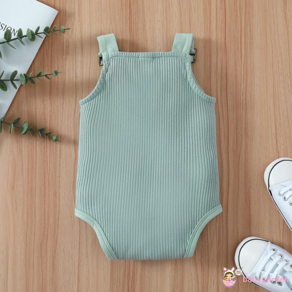BABYGARDEN-0-18months Unisex Baby Romper, Adjustable Shoulder Straps Sleeveless Patchwork Ribbed Bodysuit Outfit
