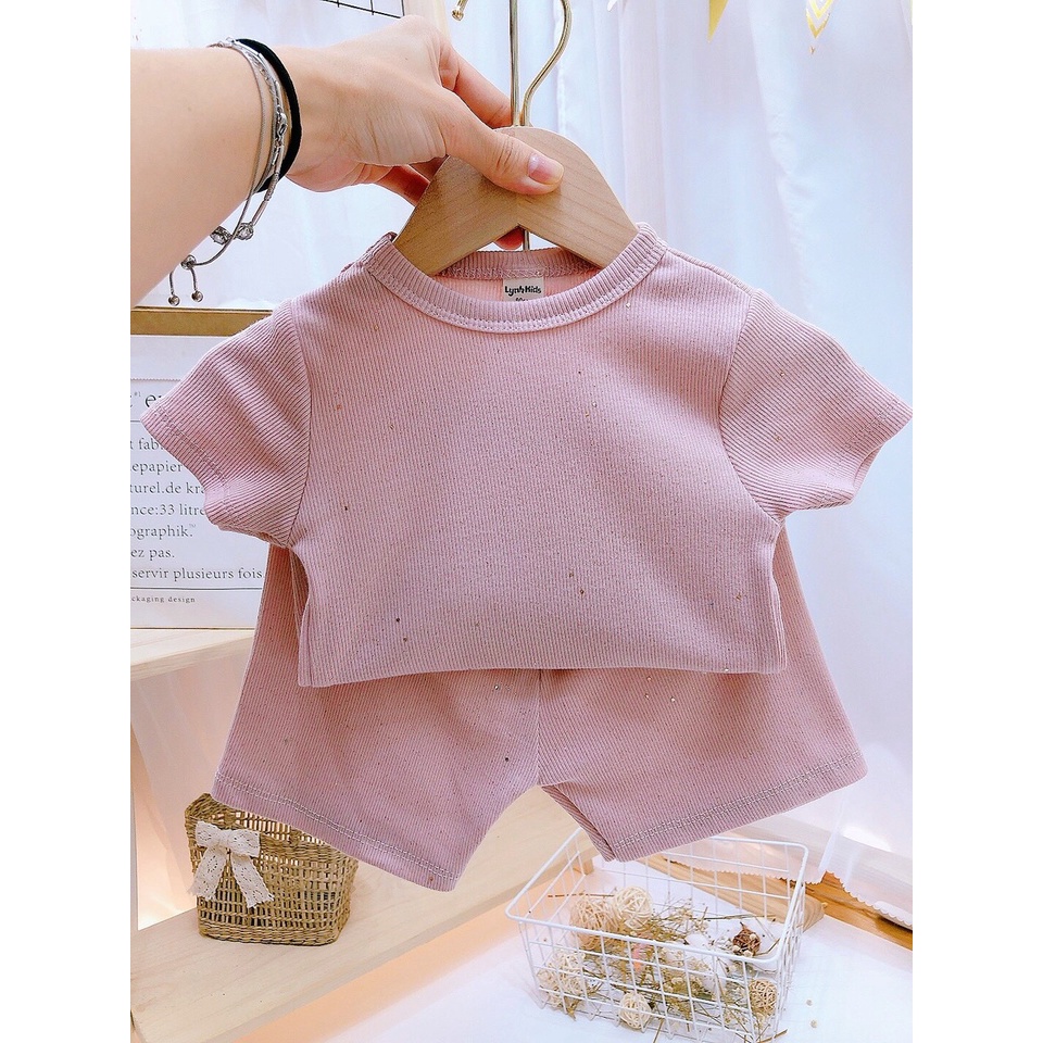 Bộ cộc tay tăm lạnh kiểu dáng basic cực đẹp cho bé