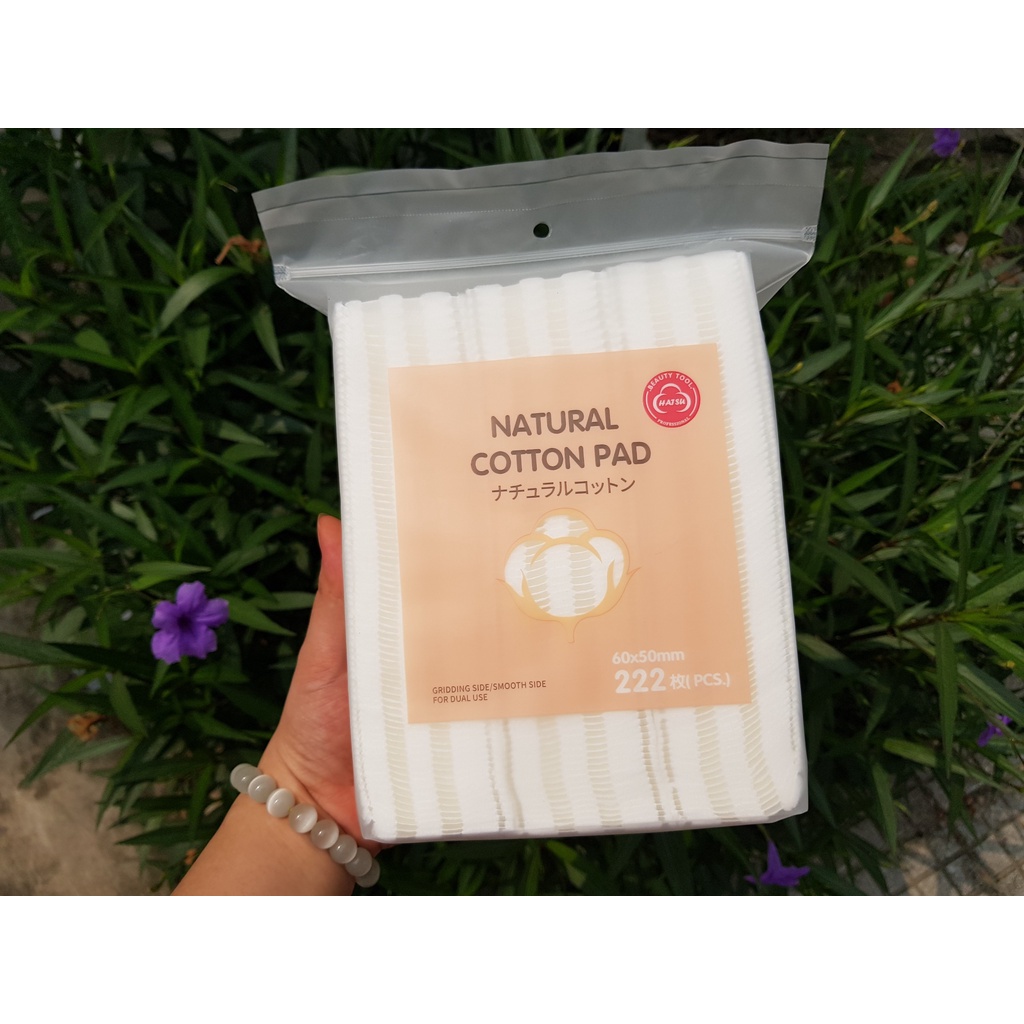 Bông tẩy trang 222 miếng  Natural Cotton Pad mẫu mới siều mềm, siêu dày
