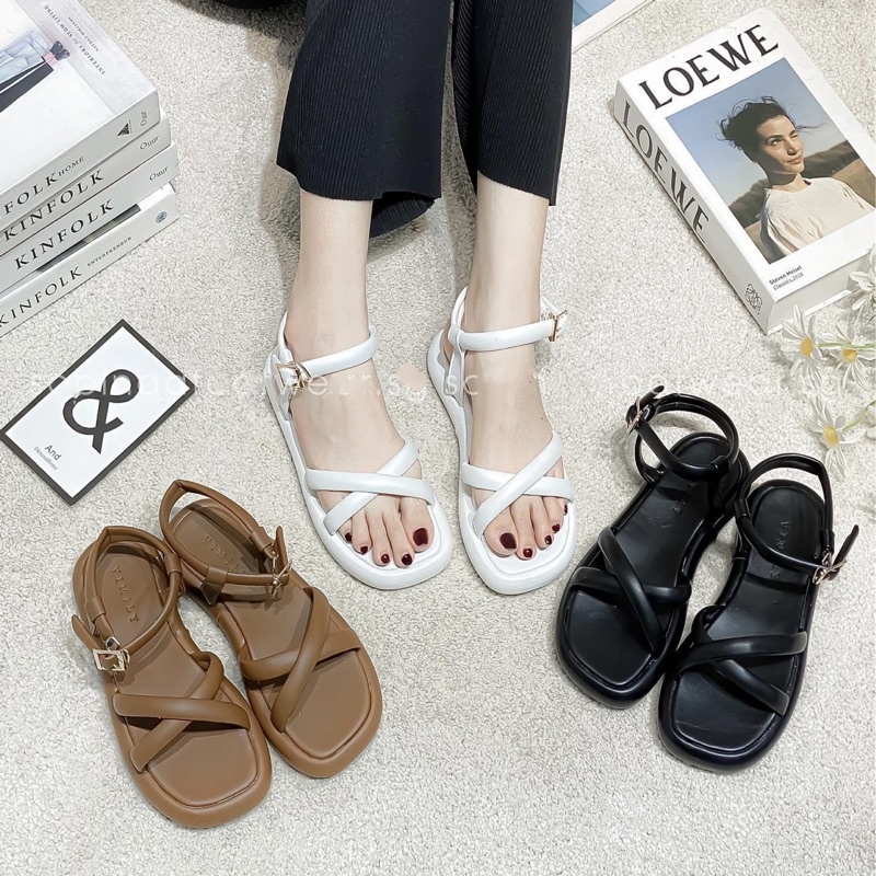 Sandal quai chéo phồng