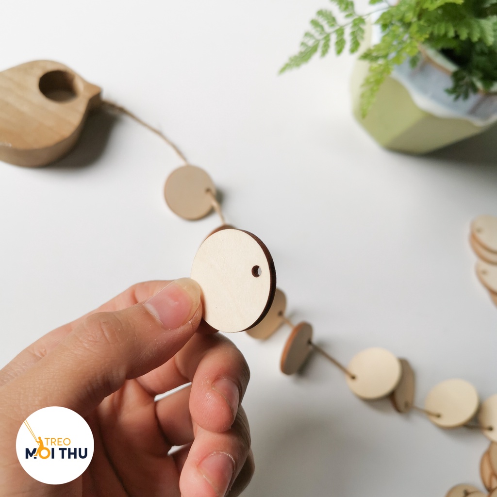 5 Miếng Gỗ Tròn Trang Trí, Decor Nhà Cửa, DIY - Gỗ Đoạn Nhập Khẩu - Treo Mọi Thứ
