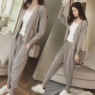Set Of Young Korean Style Long Sleeve Sportswear For Women