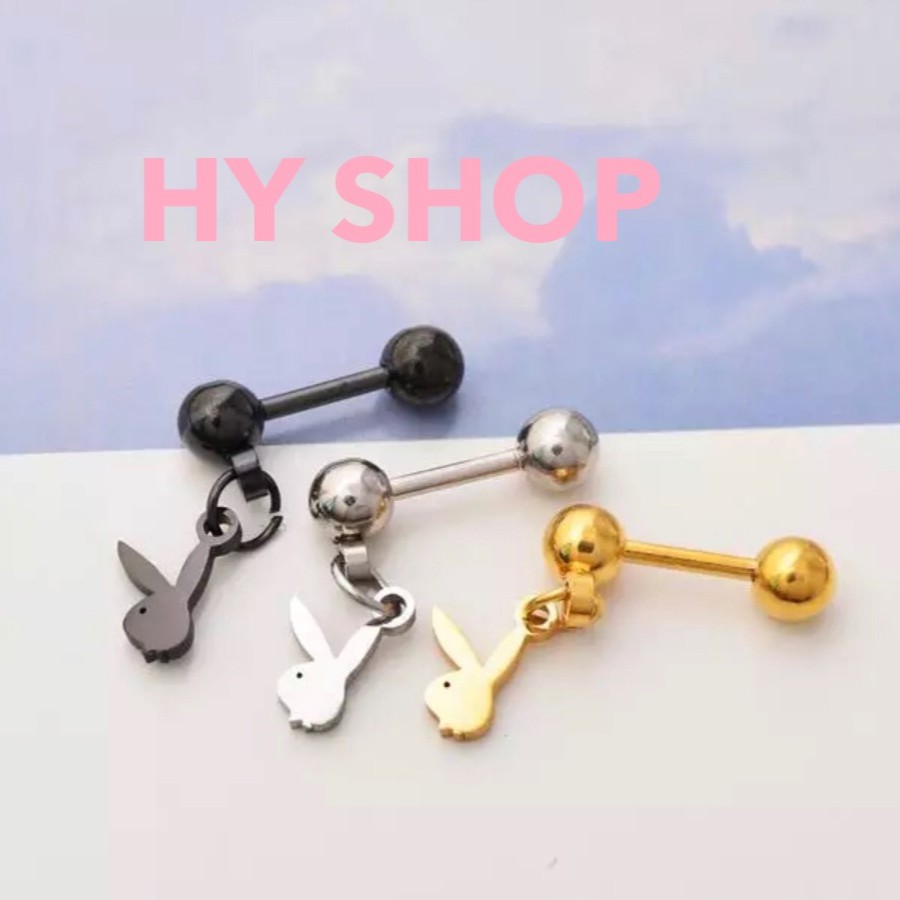 bông tai titan thép y tế hình thỏ con xinh xắn không dị ứng