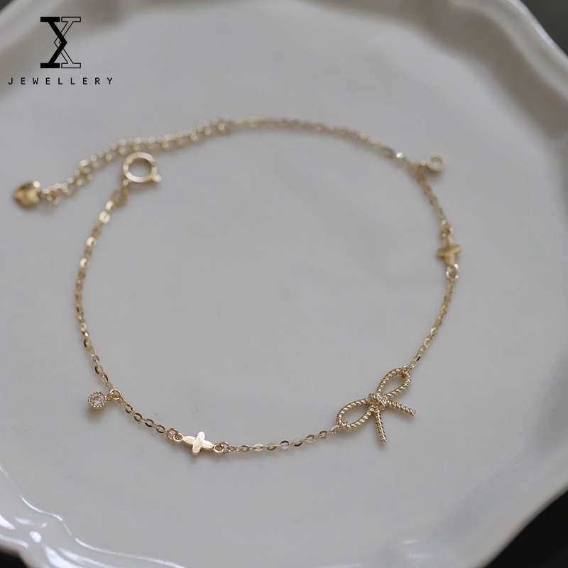 Vòng đeo tay bạc 925 mặt nơ thời trang xinh xắn dành cho nữ