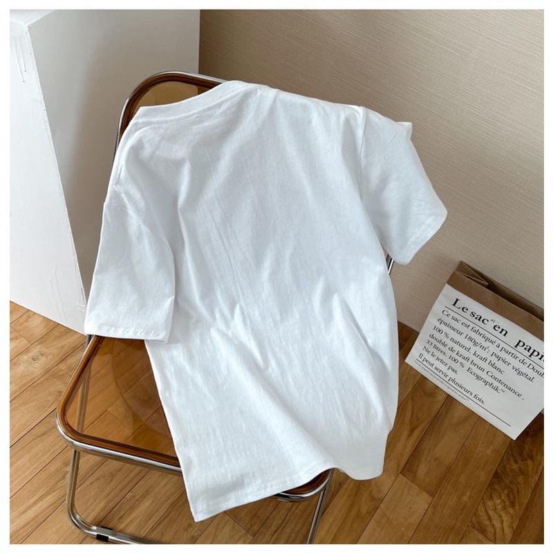 Áo Thun Cotton Tay Ngắn Màu Trơn Thiết Kế Mới Thời Trang Mùa Hè Theo Phong Cách Hàn Quốc Dành Cho Nữ